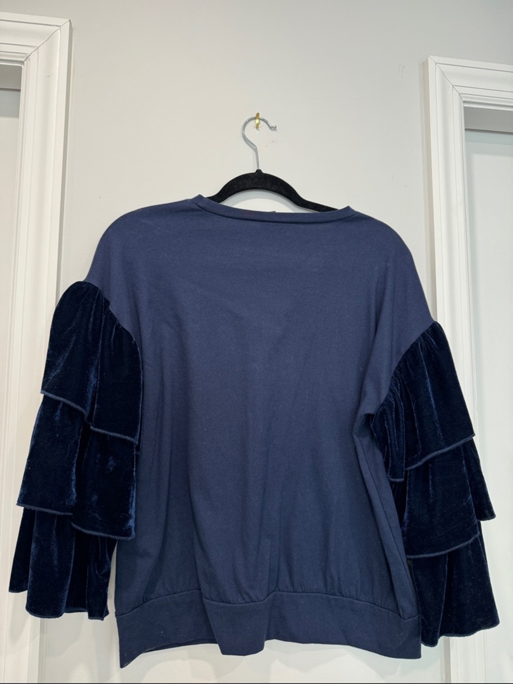 Navy Blue Ruffle Sleeve Top - Picture 6 of 7